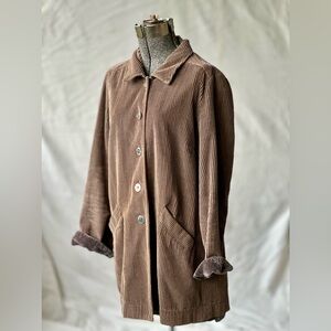 J. Jill Brown Corduroy Button-Front Swing Coat